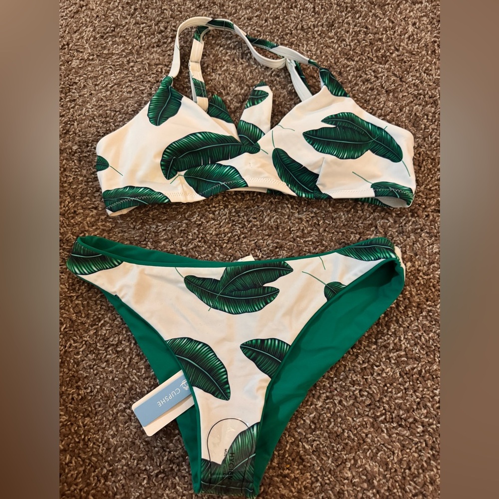 Cupshe Tropical Green Leaf Bikini
